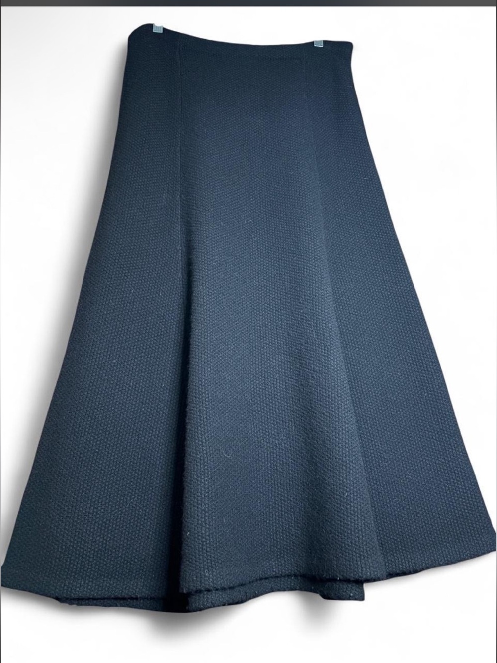 Ralph Lauren sophisticated black lambs wool textured knit Aline flowy skirt